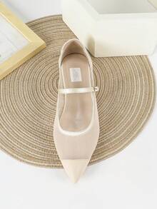 1 Pair New Summer Fashion Pointed Toe High Heel Shoes, Comfortable Casual Outdoor Flats For Teenage Girls & Students, Plus Size Pointed Toe Leather Shoes, Suitable For Wedding
