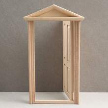 1件 1:12 迷你家具 DIY 迷你門窗素色材質模型配件 可上色上漆 雙開素色 6 格窗 實木尖頂 4 格方門 娃娃屋迷你家具模型 - 彩色 - 查看 12