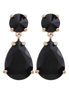 ACEHLN 1 par de pendientes de botón de aleación de zinc con estilo norteamericano con colgante de gota de cristal, pendientes de lujo decorados con diamante de imitación para bodas y ocasiones formales - Estilo 1 - Ver 24