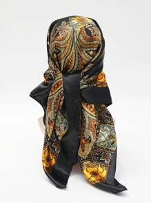 1 pieza Pañuelo cuadrado grande con estampado de cachemira vintage tejido para mujer, diadema de abaya para viajes, fiestas y uso diario