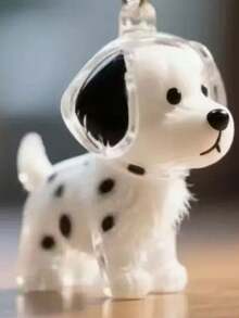 1个狗狗造型亚克力毛发收纳盒钥匙扣 - 可爱卡通小狗设计，黑白波点图案，可用于宠物美容、DIY宠物毛发整理、美容配件，趣味设计，钥匙扣配件，汽车配件，哥特风Y2K圣诞礼物，包包挂饰，汽车配件，送给老师、朋友、姐妹的礼物创意