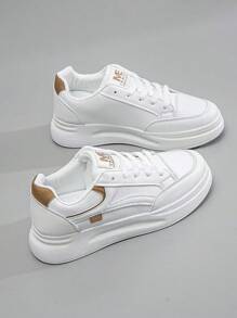 1 Pair Thick Sole Wear-Resistant Casual Sneakers For Students, Increased Height, Sporty, Suitable For Spring & Autumn