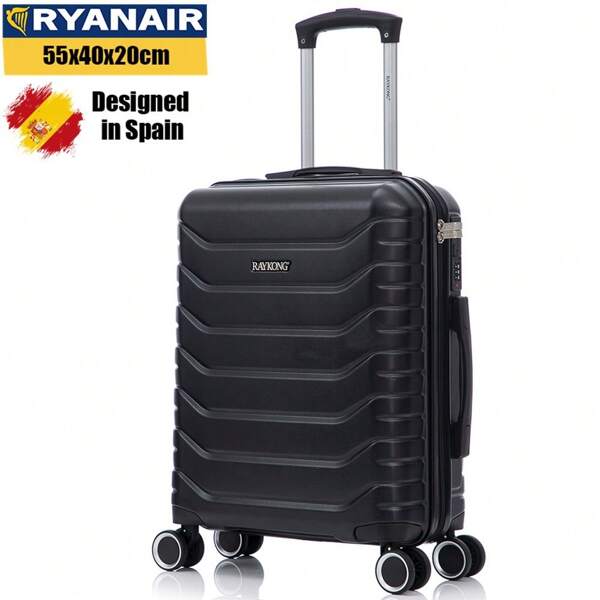 Mala de cabine 55x40x20cm ABS+Policarbonato (40L) Semi-rígida Pequena Mala de Mão Carrinho 4 Rodas Giratórias 360º Trava Numérica - 20 Polegadas - Preto/Azul Marinho/Amarelo/Hortelã/Ouro Rosa/Verde/Rosa Claro/Turquesa