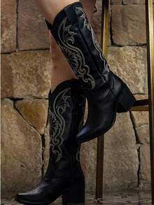 Women Mid-Calf Boots - Black - View 3