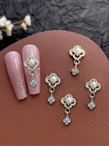10pcs 3D Gold Silver Hollow Flower Pendant Nail Art Decoration Japanese Korean Style Alloy Flowers Nail Charms Exquisite Luxury Y2K Metal Nail Accessories Shiny White Pink Rhinestone Pearl Nail Gems DIY Suitable For Acrylic Press Nails Phone Case Shoes Clothes Bags Nail Supplies