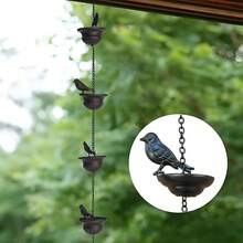 金属鸟形雨链，适用于屋檐排水沟 - 复古花园装饰，家居和露台的完美礼物 - 黑色 - 查看 5