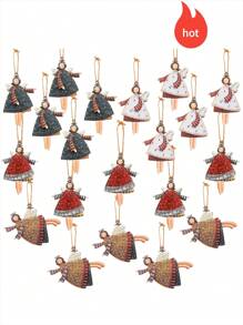 8/60 sztuk ozdób choinkowych z tańczącymi aniołami, wiszące ozdoby w kształcie anioła, drewniane ozdoby choinkowe z tańczącymi, latającymi aniołami, ozdoby choinkowe, 4 różne wzory, do dekoracji domu i na zewnątrz, można je udekorować na oknach, drzwiach, imprezach, weselach, rocznicach, korytarzach, torbach itp. Wspaniały prezent dla przyjaciół i rodziny, dekoracje świąteczne, wystrój pokoju na zimę