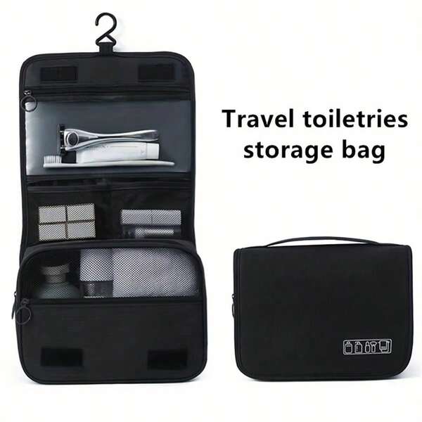 Bolsa portátil para artigos de higiene pessoal de viagem, 1 peça, grande capacidade, vários bolsos, maquiagem, cosméticos, organizador de viagem para acessórios, recipiente para artigos de higiene pessoal de tamanho normal, presente de Dia dos Pais para o pai no Dia dos Pais