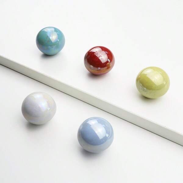 Perillas de cerámica redondas, tiradores decorativos de colores para armarios, aparadores, cajones y muebles infantiles