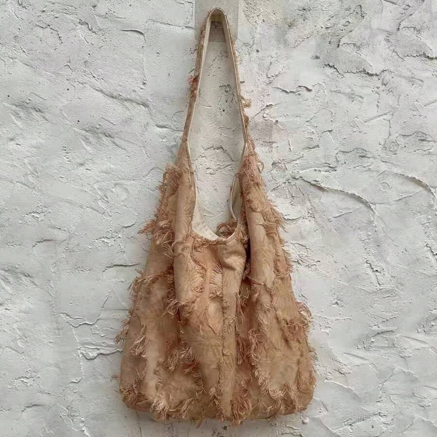 Women Shoulder Bags - 麻本色流蘇 小號磁扣 - 查看 1