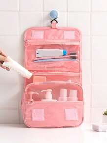 Large Capacity Women's Portable Makeup Bag, Foldable Travel Cosmetic Organizer Pouch With Hanging Hook Travel Essentials Bag For School For Vacation Holiday Back To School Supplies Wash Bag Waterproof Toiletry Bag