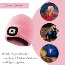 USB Rechargeable Knitted Illuminated Beanie Hat, Unisex, For Night Walking, Camping, Hunting, Flashlight Cap - Multicolor - View 8