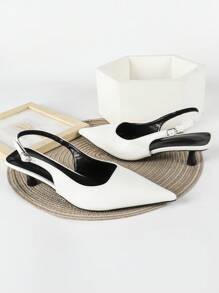 Fall/Winter 2025 4cm Kitten Heel White Pointed Toe Slip-On Party High Heels Pumps,Elegant - White - View 5