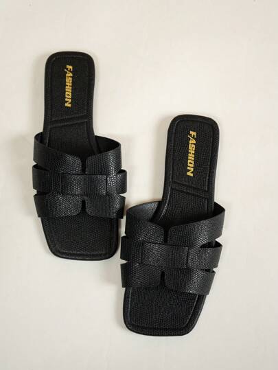 Sandalias planas para jóvenes, sandalias planas ligeras y antideslizantes de PU con punta cuadrada para niñas, de moda popular europea y americana para vacaciones en la playa, primavera/verano