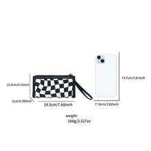 1 Pc Chessboard Pattern PU Leather Multi-Card Slots Zippered Fashion Ladies Long Wallet For Women Wallet Purse Wallet Wristlet Wallet Wallet - Black and White - View 5