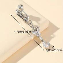 Elegant And Sexy Butterfly Clip-On Fake Belly Button Ring - No Piercing, Zinc Alloy Inlaid With Cubic Zirconia, Suitable For Daily Wear And Parties, Belly Button Jewelry - [bạc] - Xem 4