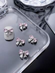 25/50/10 Stück Legierungs-Silber Schmetterling Biene Herz Schleife Nagel Dekoration mit glitzernden rosa Strass-Sternflügeln und geometrischem Muster, 3D exquisite DIY Nagelschmucksteine für Acryl-Nägel, Handyhüllen, Schuhe, Kleidung, Taschen und Bastelarbeiten - Verschiedenfarbig - Übersicht 22