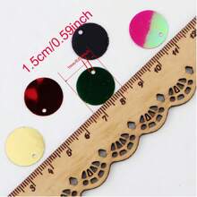 15 mm okrągłe cekiny 20 g, około 210 szt. Luźne cekiny z otworem bocznym 1,5 cm AB, mieszane kolory, używane do wyrobu biżuterii, szycia, majsterkowania, rzemiosła odzieżowego, dekoracji sukni ślubnych, materiałów robionych ręcznie.