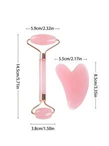 1pc Beauty Scraper/1pc Beauty Roller (2pcs Beauty Scraper Plus Beauty Roller) Set Pink Facial Scraping Massager Tools, Body Massage Roller For Meridian Scraping, Facial Beauty Lifting Massager