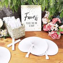 5/10/20pcs Customized White Folding Paper Fans With Heart-Shaped Plastic Handles, Suitable For Weddings, Souvenirs, Parties, Durable, Colorful, Cute For Birthday, Children's Day, Father's Day, Graduation, Wedding, Housewarming