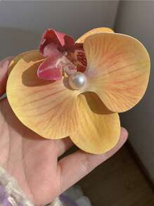 1 pieza Pinza de pelo con flor azul de orquídea acrílica soñadora y dulce, accesorio de pelo para salidas y sesiones de fotos, accesorio de pelo con flores