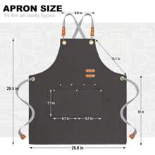 Chef Canvas Apron Men Women, Kitchen Bib Apron With 4 Pockets,Cooking Hairstylist Work[CZ]