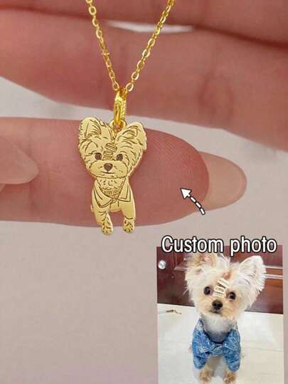 1 pezzo Collana con ciondolo targhetta personalizzata con foto del tuo animale domestico, gioiello commemorativo in acciaio inossidabile, forniture scolastiche, per il ritorno a scuola, regalo scolastico, per l'ufficio, per la scuola, per l'aula, per regali agli insegnanti, per l'università, per i colleghi, per le camere da letto, per gli insegnanti, per i ragazzi, elegante autunno, elegante inverno