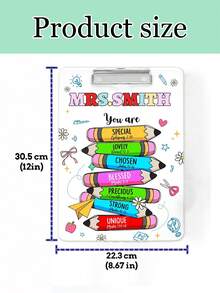 1pc Customized Teacher Pencil Clipboard, Personalized You Are Acrylic Clipboard With Teacher Name,Teacher Appreciation Gift,Back To School,Gift For Teacher - Multicolor - View 2