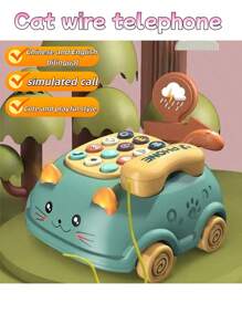 1 caja Juguetes de teléfono para bebés, juguetes musicales para bebés, juguetes musicales de coche para bebés, juguetes para niños y niñas, teléfonos de juego para niños, juguetes educativos para el desarrollo infantil, juguetes con luz con cara de gato linda, regalo para niños