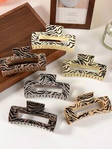 1/6 件时尚简约豹纹，心形和花朵设计大号防滑发夹，强力固定发夹，适合稀疏和浓密的头发，女士发饰 - 彩色 - 查看 5