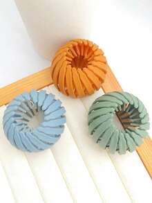 2/3 件极简发饰：甜甜圈发髻制作器、发爪夹、纯色简易马尾辫夹、女士松垮发夹、马尾辫夹、发圈、发绳、发球