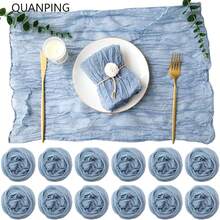 12pcs Cheese Cloth Napkins, 19.69 X 19.69 Inches Dinner Napkins With Ruffle Decor, Suitable For Home, Wedding, Bridal Shower, Party, Christmas, Family Gathering, Picnic (Ash Blue) - Multicolor - View 2