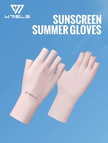 1 đôi găng tay nữ WRELS nhẹ, thoáng khí, co giãn, không ngón, thích hợp cho mùa hè, dùng cho màn hình cảm ứng, găng tay ren, găng tay chống tia UV, màu trơn, chất liệu polyester, phù hợp cho các hoạt động thể thao ngoài trời, lái xe, đạp xe, chống trượt khi chạm vào màn hình cảm ứng, phụ kiện mùa thu. - Nhiều màu - Xem 8