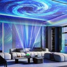 遥控 RGB 极光星空投影仪] LED 星空投影仪夜灯带遥控和语音控制 RGB 极光和北极光效果，多色桌面装饰照明，适用于卧室、客厅，带不可充电纽扣电池