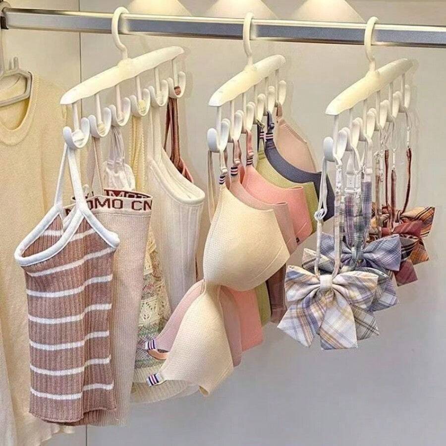 12-Hook Plastic Hanger Set: Space-SavingOrganizer For Bras, Tank Tops, And More In YourCloset - Multicolor - View 1