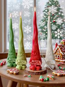 Molde de silicona de vela aromática con diseño de Santa Claus, decoración de vela larga de Navidad, se puede usar para hacer velas, piedras de aromaterapia, decoración del hogar, fácil de desarmar y limpiar, materiales reutilizables para manualidades, regalos artesanales navideños