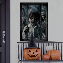Decorazioni da parete per feste di Ognissanti spaventose - Sagoma di ragazza o ragazzo spettrale per finestre, decorazioni da parete, porta del garage, adesive, facili da applicare e rimuovere, decorazioni per Ognissanti, finte decorazioni per finestre di Ognissanti, decorazioni inquietanti per la casa. Decorazioni per Ognissanti, Natale, Ringraziamento, matrimonio, casa, autunno, compleanno, feste, interni, vacanze, festival, pareti, ornamenti di Ognissanti