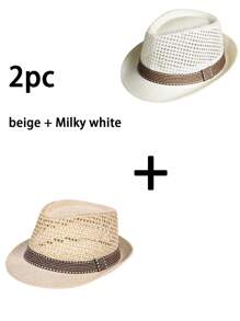 Chapéu de Palha Leve Cáqui Masculino Monopeça. É Respirável no Verão, Trazendo Uma Sensação Refrescante. Esse Chapéu Elegante é Confortável e Leve, e É Um Chapéu de Sol Conveniente e Prático. É Um Chapéu de Sol Versátil, Adequado para a Primavera, Destacando Um Temperamento Elegante. O Chapéu Refrescante Com Material Delicado e Suave à Pele é Um Item Essencial para a Praia.