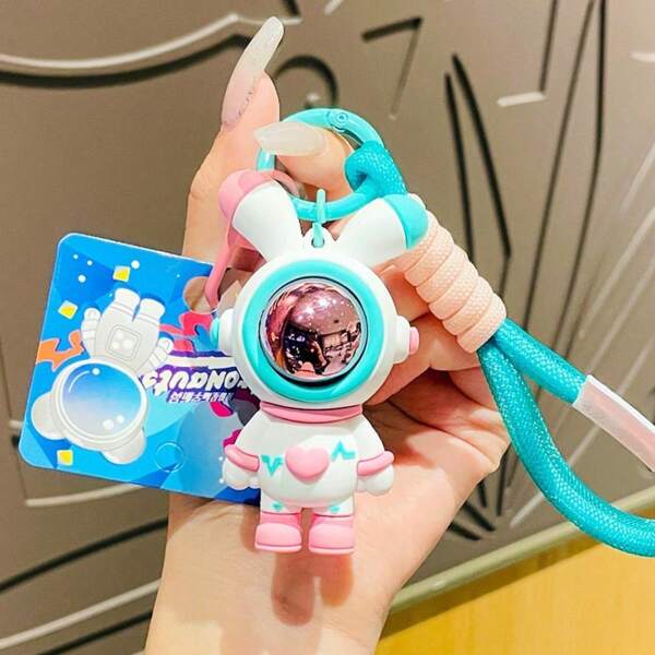 Heart-Shaped Astronaut Rabbit Keychain, Creative Fashion Car Key Chain & Bag Charm