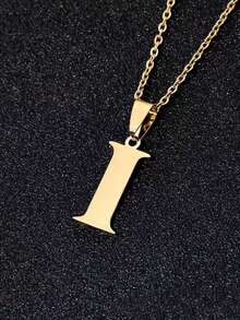 1 pezzo Semplice e alla moda collana con pendente a lettera 26 in acciaio inossidabile, adatta per uso quotidiano, un ottimo regalo per gli amici - Multicolore - Visualizzare 35