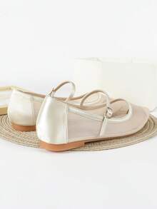 1 Pair New Summer Fashion Pointed Toe High Heel Shoes, Comfortable Casual Outdoor Flats For Teenage Girls & Students, Plus Size Pointed Toe Leather Shoes, Suitable For Wedding
