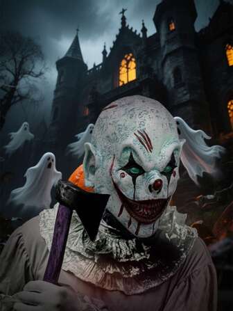 Terror Evil Clown Mask, Clown Grimace Mask, Smile Killer Mask, Horror Skull Mask, Full Head Latex Clown Mask For Halloween, Role-Playing Costume, Stage Performance Accessories, Holiday Party Outfit, Masquerade Ball Costume Props, Suitable For Halloween Parties, Carnivals, Birthdays, And Other Occasions, The Perfect Holiday Gift For Family And Friends