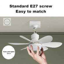 Ventilador de Techo con Control Remoto de Luces 3 Colores,3 Velocidades,Con Función de Temporizador,para Cocina/Baño/Dormitorio, Temporada de regreso a clases - Blanco - Ver 7