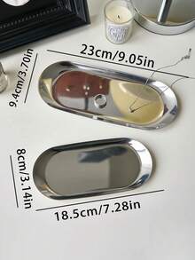 1pc Silver Luxurious Metal Storage Tray Heart Shaped Jewelry Display Tray Home Decoration Serving Plate Craft For Table Organizer Oval For Women Storage Organizer Travel Essentials Back To School Dormitory Storage Fall Decor,Room Decor - Silver - View 9