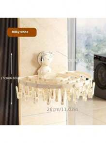 1pc Multi-Functional Drying Rack, Suitable For Socks And Underwear, Strong Suction Cup Wall Mounted, Ideal Choice For Graduation Season, Back To School Season And Summer Laundry, Space-Saving Design With Multiple Clips, Perfect Home Use Option