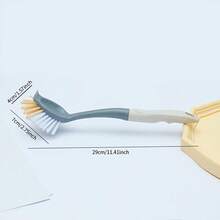 1pc Multi-Purpose Kitchen Cleaning Brush With Long Handle - Durable Plastic, Ideal For Pots, Dishes & Household Surfaces - Multicolor - View 3