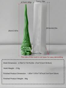 Molde de silicona de vela aromática con diseño de Santa Claus, decoración de vela larga de Navidad, se puede usar para hacer velas, piedras de aromaterapia, decoración del hogar, fácil de desarmar y limpiar, materiales reutilizables para manualidades, regalos artesanales navideños