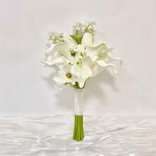 Calla Holding Flowers Bridal Tossing Bouquet Bridesmaid Bouquets Wedding Floral Centerpieces For Home Anniversary Decoration Arrangement,Wedding Photography Props - White C - View 8