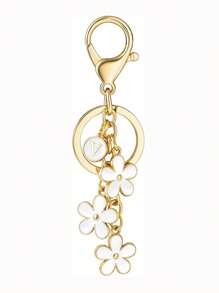 1pc Fashionable & Cute Letter Key Chain With Alloy White Flower Pendant Charm Key Ring, Accessory For Women And Students Car Accessories Goth Y2k
