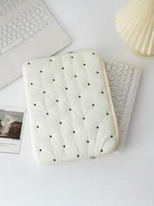 1 Stück neue bestickter Polka-Punkt Laptoptasche, Tablettasche, Innentasche und neue Notebookspeicher Innentasche. Sie zeichnet sich durch einen modischen, schlichten und frischen Stil mit einem bestickten Polka-Punkt-Design aus, was sie zu einer ausgezeichneten Wahl für Tablet-Nutzer macht. Laptoptasche für Frauen MacBook Hülle College-Essentials Schulanfang Laptophülle